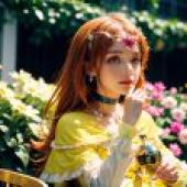 Computer desktop， live version， beautiful girl， beautiful angel， border tuna， ako shirabe， yellow skirt elf