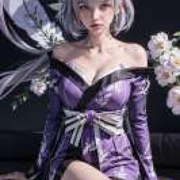 陰陽師 Onmyoji Izuna Tenma Awakening，頭髮上戴著花的紫色女孩。