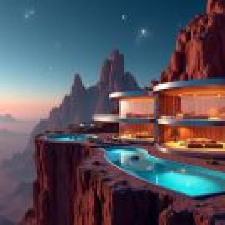 house on Mars，一座未來主義風格的水療中心建在山腰。