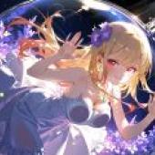 kitagawa marin，Anime character with white dress and purple bow in her hair.