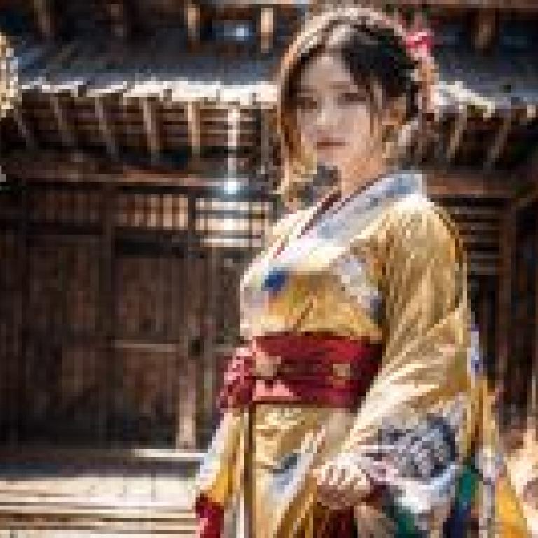 Ghost wolf，Asian women wearing kimono.