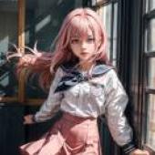 手機桌布，陸奥 こまろ，生徒会にも穴はある，寫實，穿著粉紅色衣服的女孩站在外面。