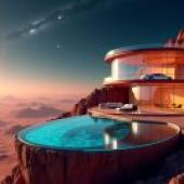 house on Mars，從山上的酒店俯瞰月亮。
