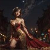 金紅夜滿月 - 桌布免費下載