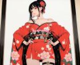 kimono，The Japanese art work shows the beauty of Asian women.