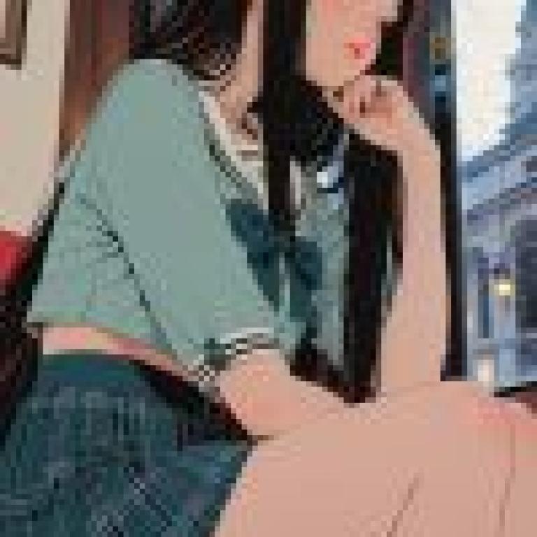 fantasy，A girl in a blue dress sitting.