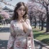Japanese kimono beautiful women， cherry blossoms， cherry blossoms， flower incense dreams