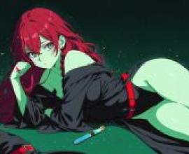 深淵魔女，一個有著藍色眼睛和紅色頭髮的女孩。