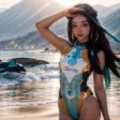 Computer wallpaper， pokemon nessa Lulina Pokémon， real person， the goddess of the sea is magnificent