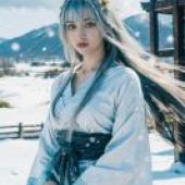 手機桌布，仁王，雪女，寫實，「雪地中的銀髮女神」