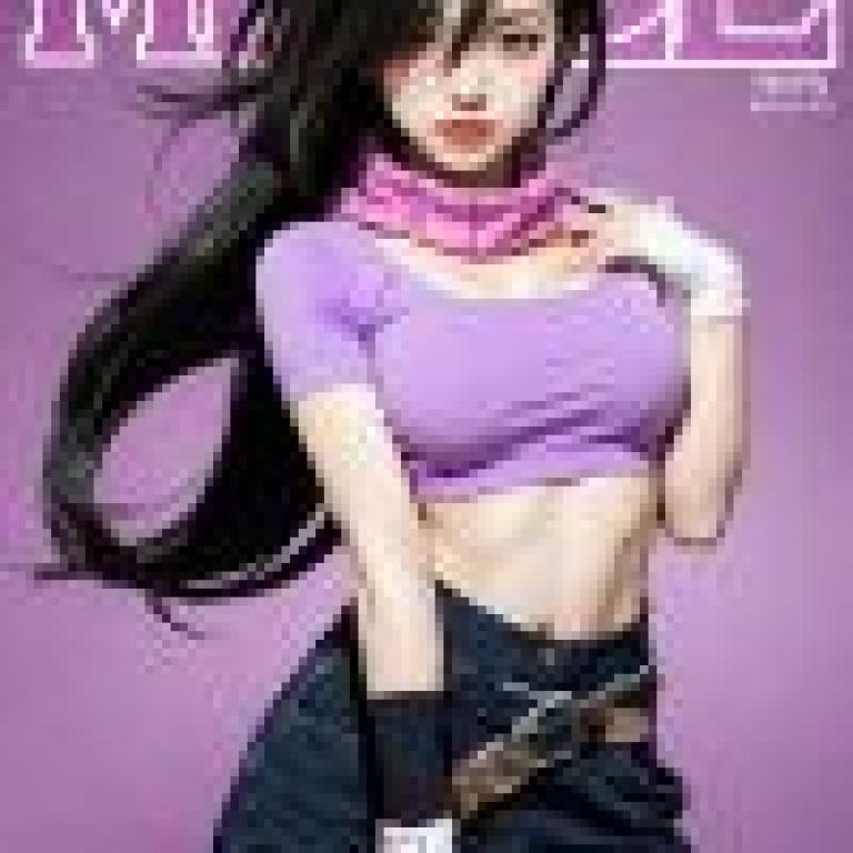 Tachibana Senran Kagura，A magazine with a purple shirt and skirt has the word Mastro on it.