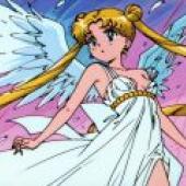 Sailor Moon Usagi Tsukino，A cartoon picture of a female angel with blonde hair and blue eyes