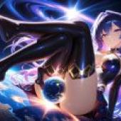 Mother of the Planet，Girl on space poster with planet.