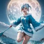 Live version， GAWR GURA， Shark Ji， Vtuber， Hololive Production Haiyue Dance: GAWR GURA Live Edition， Blue Skirt Sword Dance Full Moon