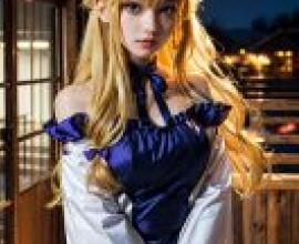 手機桌布，Yukari Yakumo 八雲 紫 東方，寫實，身穿角色扮演服裝的女孩。