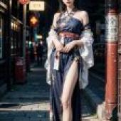 手機桌布，韓風長腿美女寫真，真人，東方優雅和服風情