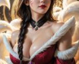 阿璃 League of Legends，身穿紅色服裝、頭戴皇冠的女子。