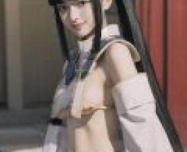 牛若丸，Fate Grand Order，身穿紫色和白色服裝的女性動畫角色。