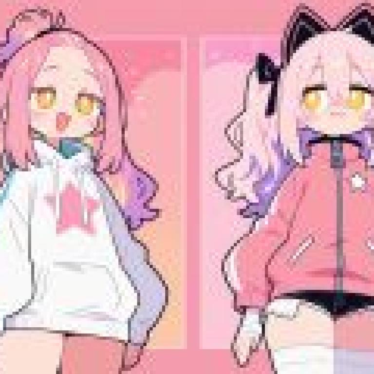 Pinch face girl，An animation drawing of two girls.