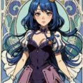 THE iDOL MSTER，Blue haired anime girl with purple dress.