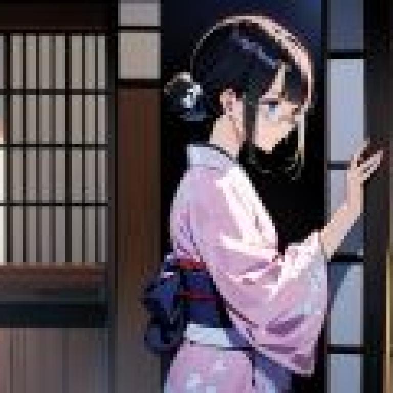 Kimono glasses girl，a woman wearing a kimono.