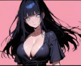 鳴人、日向雛田，粉紅背景上的動漫角色。