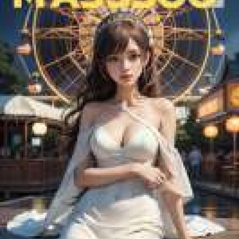 摩天輪之夢，穿著白色連身裙的漂亮女孩。