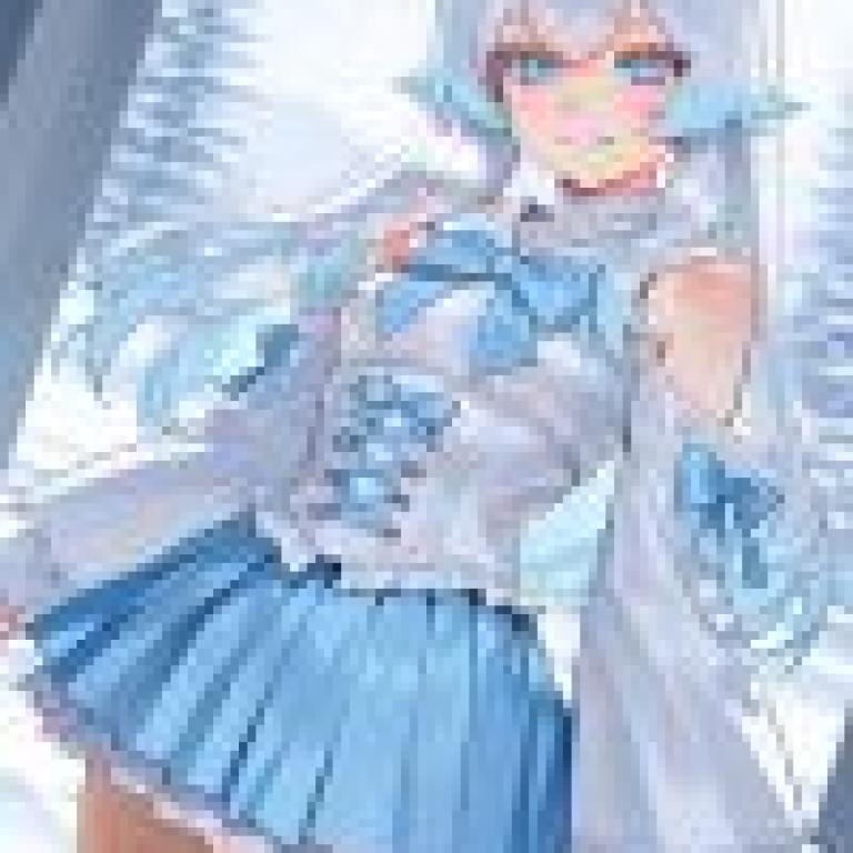 Magic Memories，A girl with blue eyes and white hair with a bow on her head.