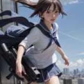 宮藤芳佳，《強襲魔女》，一個拿著槍的女孩。