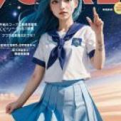 Earth chan hololive，VOICE 雜誌封面上的藍髮女學生。