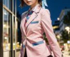 手機桌布，Sora Takanashi ，小鳥遊 空，寫實，一名年輕女子身穿粉紅色校服，手牽手站在前面。