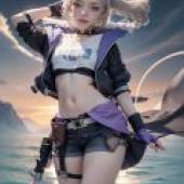 yinlang bronya zaychik，The female character is blonde.