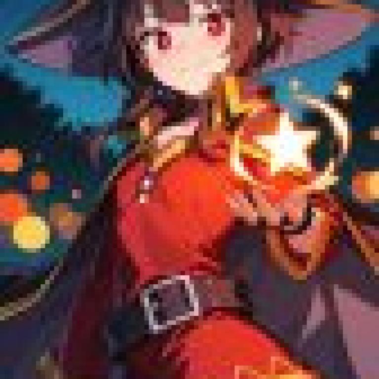 magical girl，A girl in red wearing a magic hat and a red shirt.