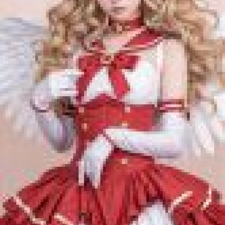 dress up，A anime girl in red and white dress.
