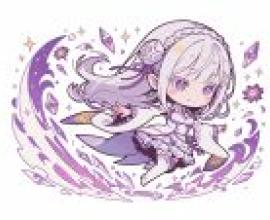 chibi，Purple and white girl with bow.