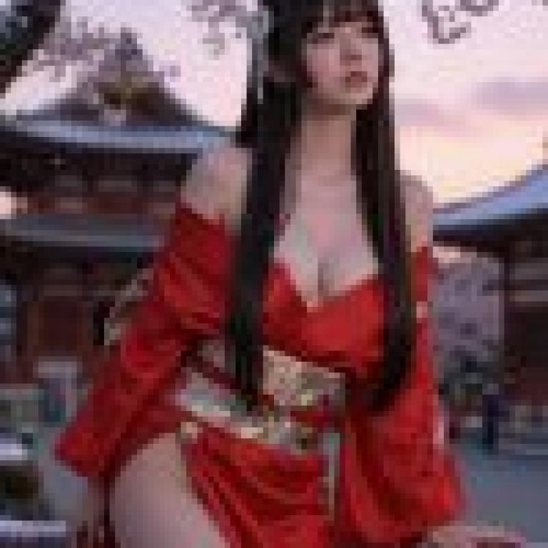 girls，A woman in red who is standing.