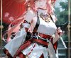 girls，A girl wearing red and white with gold wings.