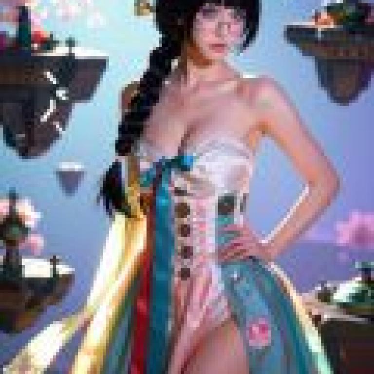 Goddess of Kunlun Mountain，Lady with long hair and glasses.