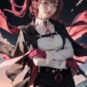 Kafka Honkai Star Rail，A girl with red hair poses for the camera.