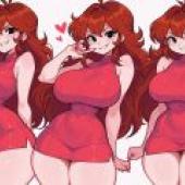Passionate girl，Four cartoon women in red.