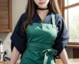 Mizuki Nakahara (中原ミズキ). Lycoris Recoil，A woman in an apron looking at the camera.