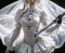 2B 白色婚紗，身穿白色婚紗的女子。