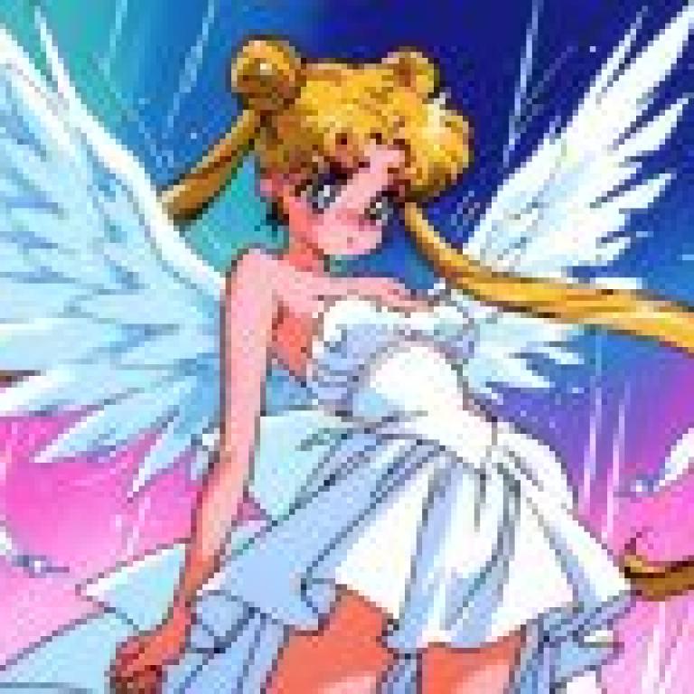 Sailor Moon Usagi Tsukino，A girl with wings and the hair of Minnie Mouse.