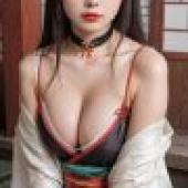 Sexy Chinese Beauty，Asian model in black dress.