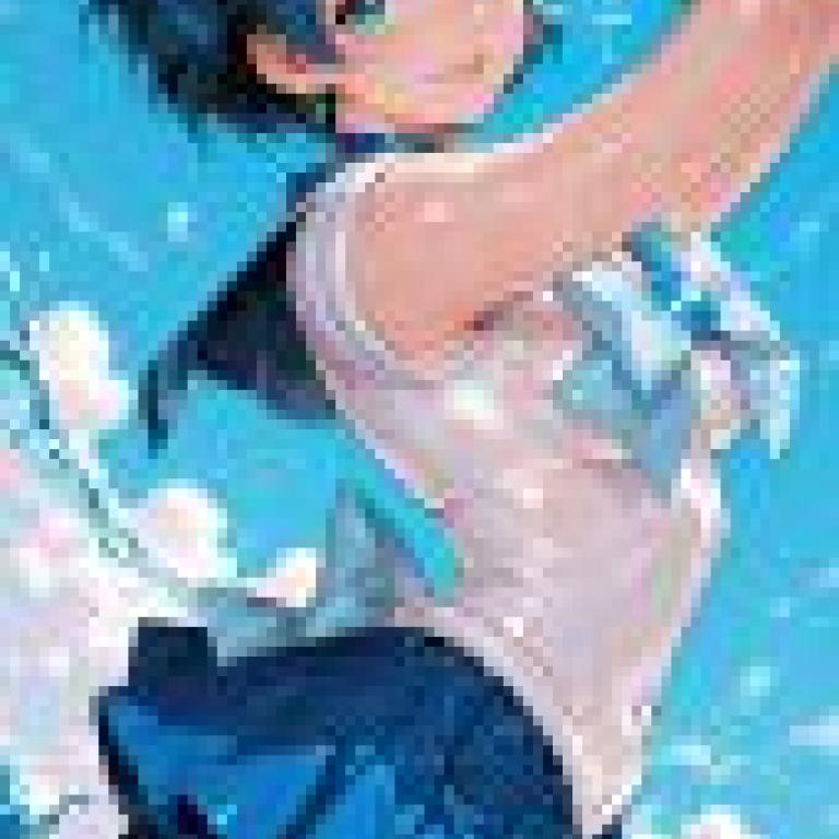 Meeting in a dream，Blue girl on a poster with a bow.
