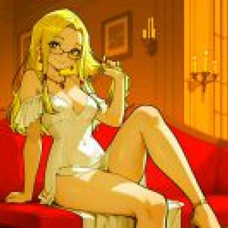 The mistress with a secret，Woman sitting on couch with blonde hair.