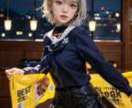 sora ginko，The Ryuo Work Is Never Done，A woman posing with two bags that say best on them.