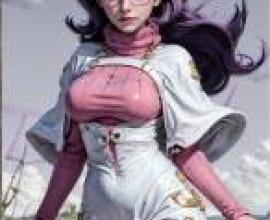 手機桌布，Pokemon Wicke 飽可夢，寫實，紫色頭髮、戴著眼鏡的少女。