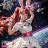 光之美少女：食尚甜心，Cure Whip KiraKira Pretty Cure A La Mode，一位戴著粉紅色兔耳朵的小女孩出現在《Space War》雜誌的封面。