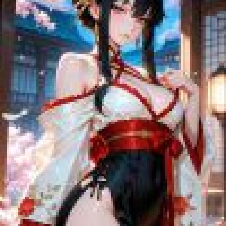 身穿和服的女孩，她有一頭黑髮。